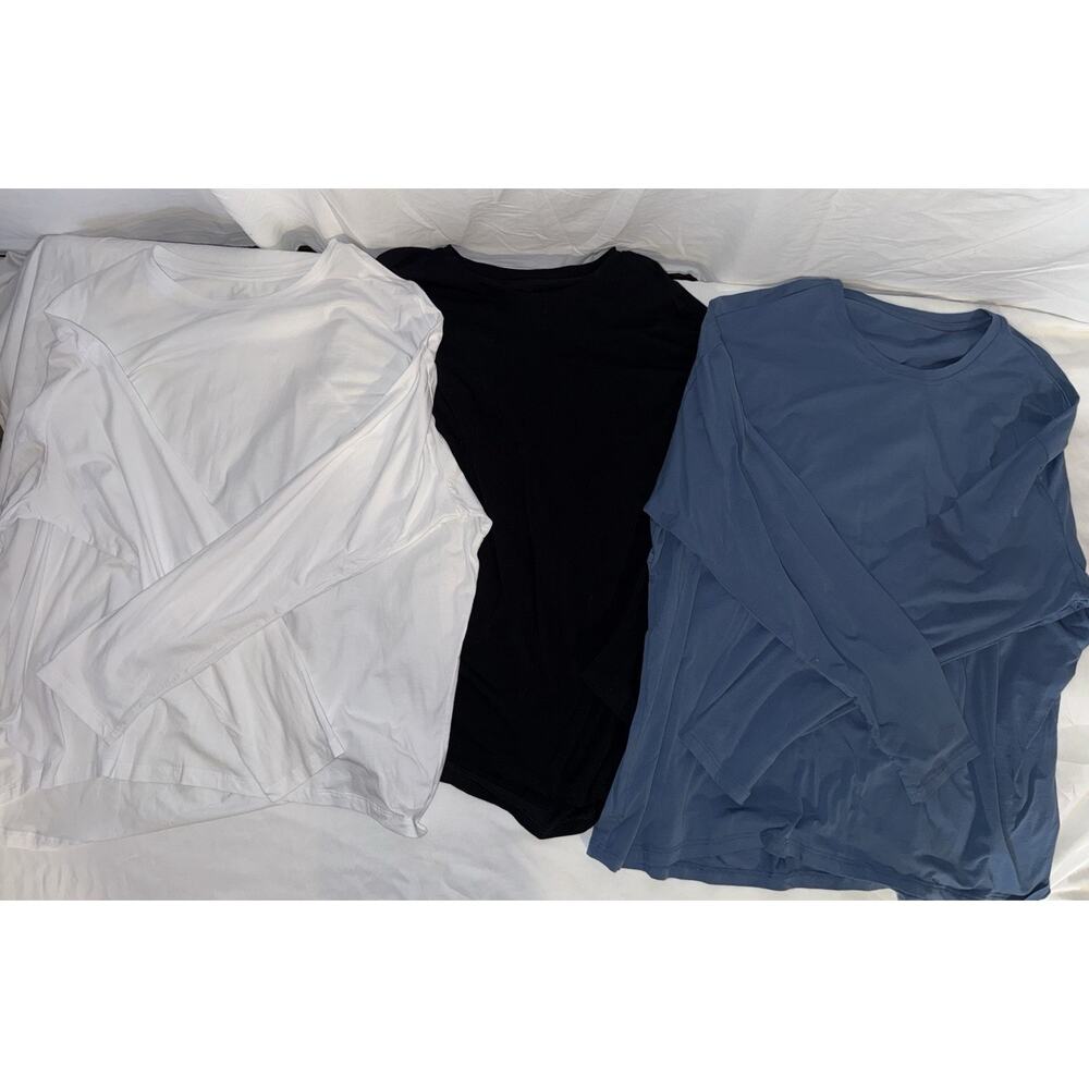 CRZ YOGA Long Sleeve Athletic Tops Lot 3 L XL White Black Blue Activewear